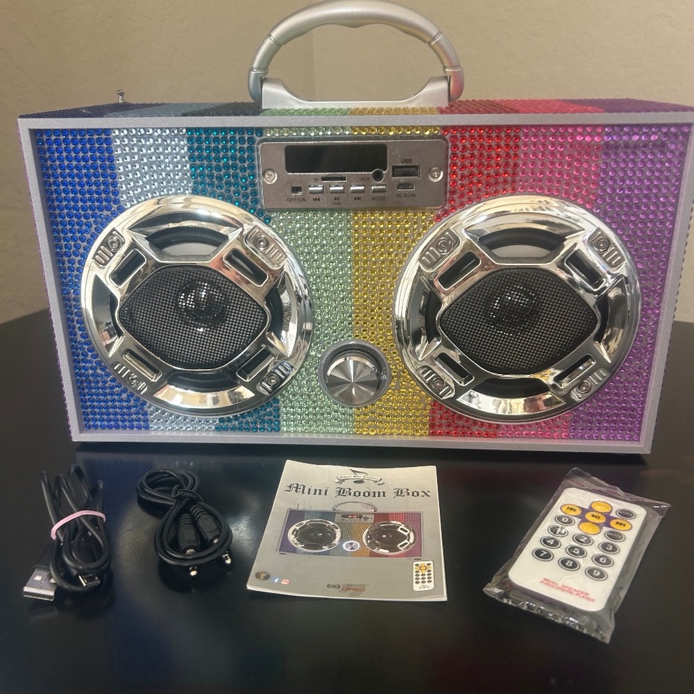 Rainbow Bling Boombox. NWOT